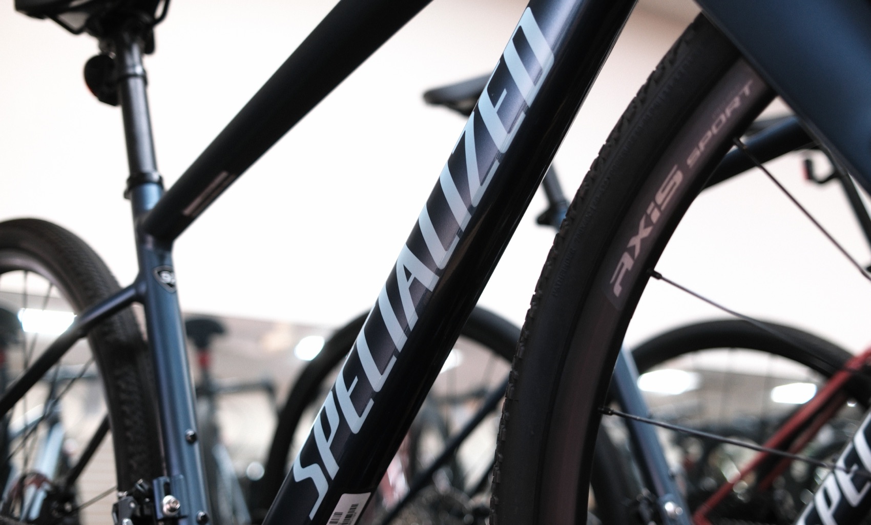 Close-up of a Specialized down tube decal